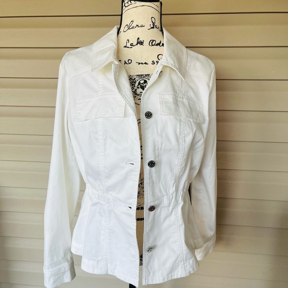 WHBM $100 Lightweight Long Sleeve Button-Front Utility Jacket